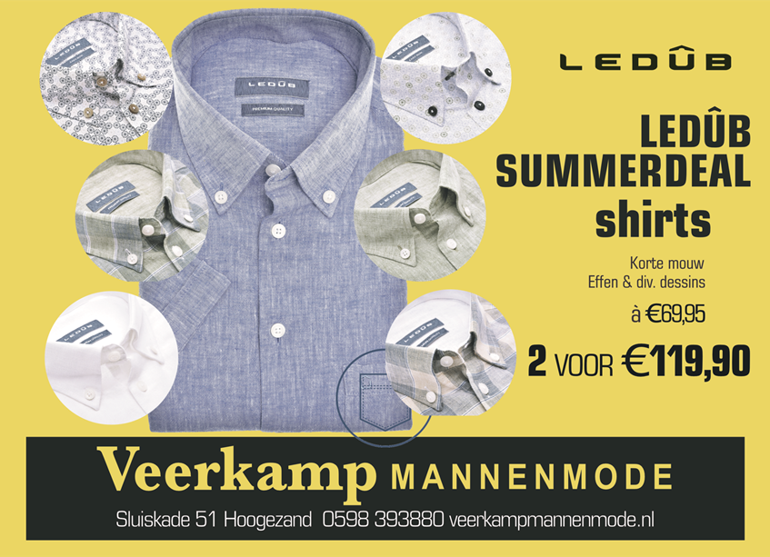 Bij Veerkamp Mannenmode profiteer je vanaf vandaag van een mooie stijlvolle Summerdeal van Ledûb.
